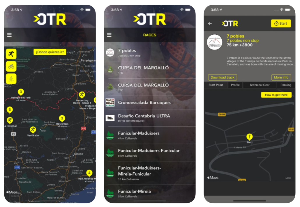 The OTR application allows for virtual competitions between runners